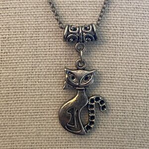 Silver Cat Pendant Necklace